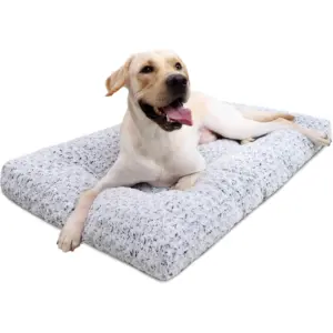 35 X 23 In Plush Dog Crate Bed Washable Gray Kennel Mat For Medium Dogs