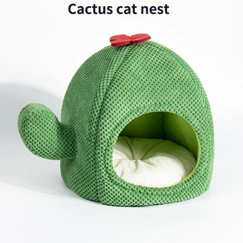 Cactus Cat Bed Warm Enclosed Kitten And Small Dog Cave Nest