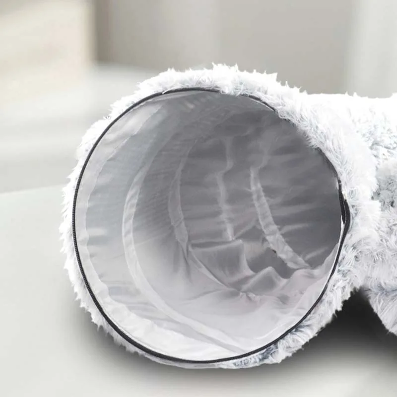 Collapsible Plush Cat Tunnel Bed With Donut Lounger Non Slip Kitten Play Nest