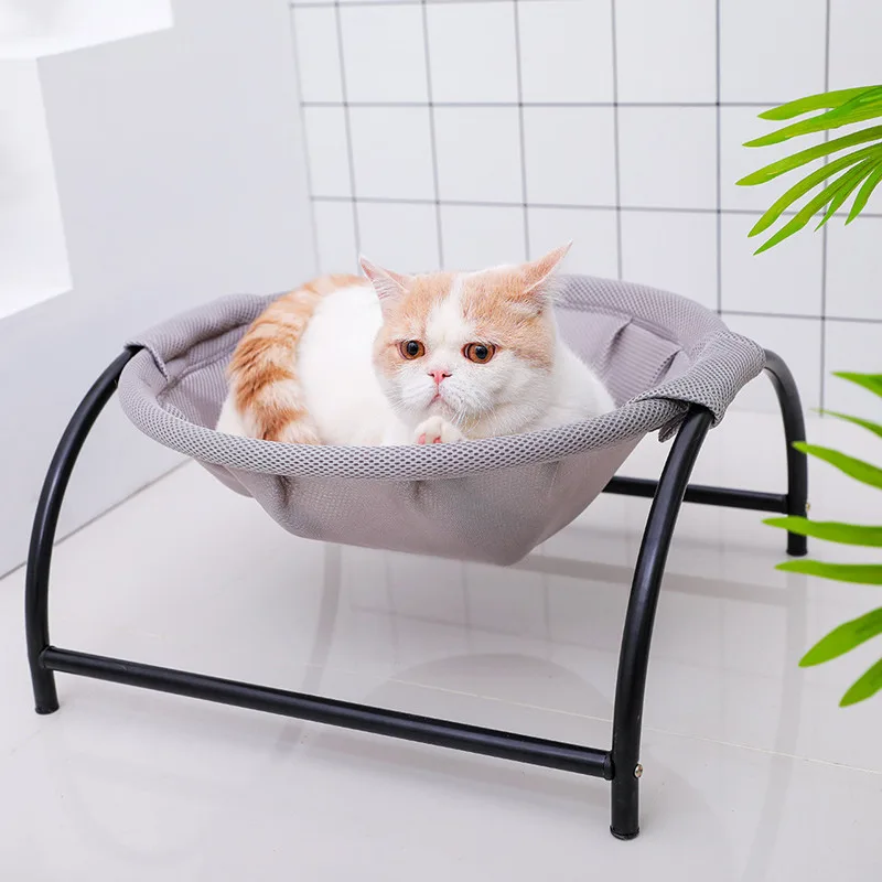 Elevated Hammock Pet Bed With Steel Frame Breathable Raised Cat And Small Dog Cot