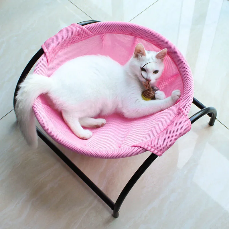 Free Standing Cat Hammock Bed Breathable Mesh Raised Pet Cot For Cats And Small Dogs