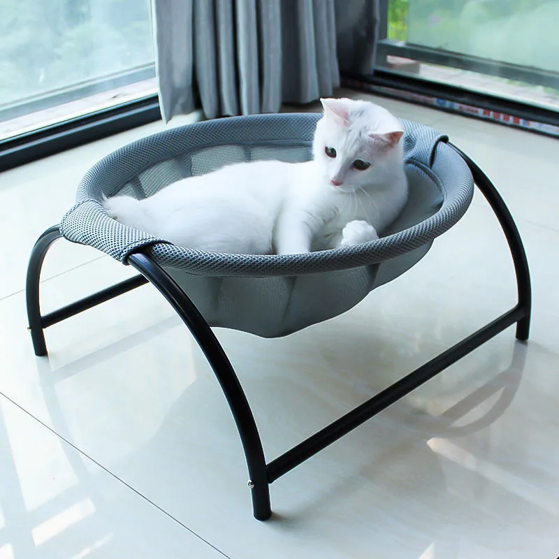 Free Standing Cat Hammock Bed Breathable Mesh Raised Pet Cot For Cats And Small Dogs
