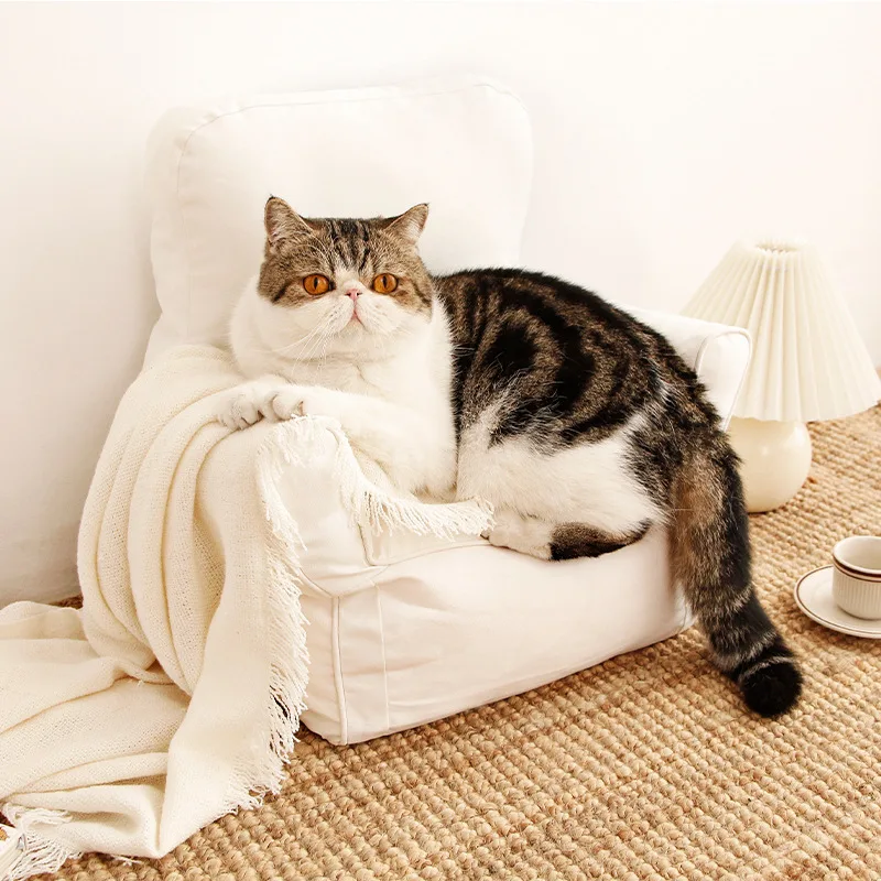 Gingham Mini Armchair Pet Sofa Plaid Cat And Small Dog Couch Bed 47 X 35 Cm