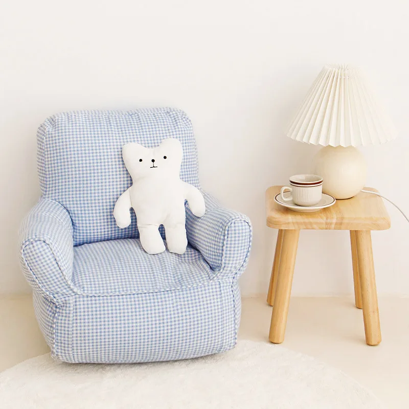 Gingham Mini Armchair Pet Sofa Plaid Cat And Small Dog Couch Bed 47 X 35 Cm