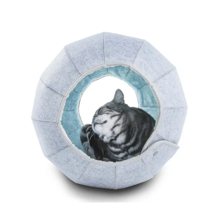 Modular Felt Cat Cave And Tunnel Bed Foldable Pod For Play And Rest 41 X 38 X 28 Cm