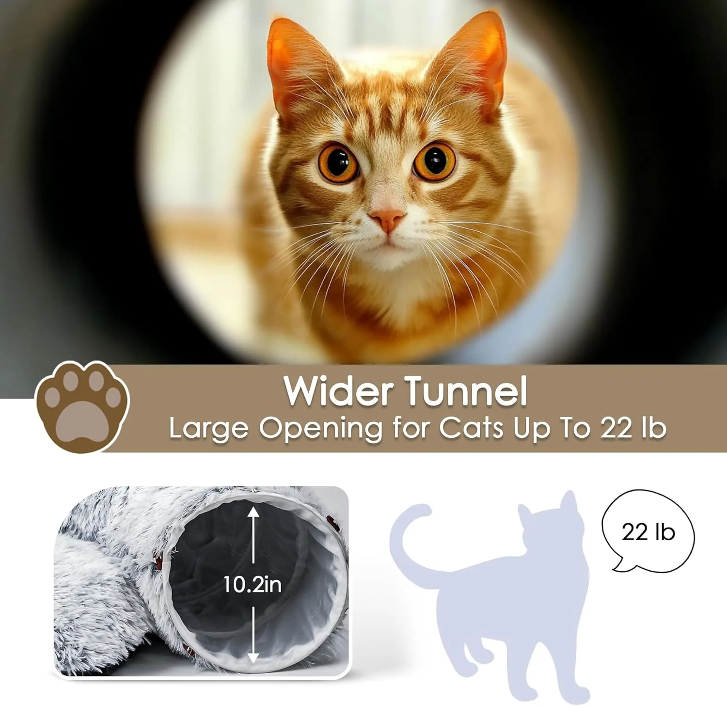 Plush Donut Cat Tunnel Bed With Center Mat Peekaboo Cat Cave For Pets Up To 22 Lb