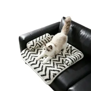 Self Warming Pet Sofa Cushion Thick Zebra Print Couch Mat For Cats And Dogs No Electricity