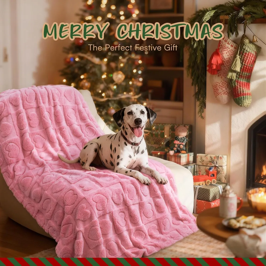 Soft Fleece Dog And Cat Blanket 300gsm Double Sided Coral Velvet Pet Throw Pink