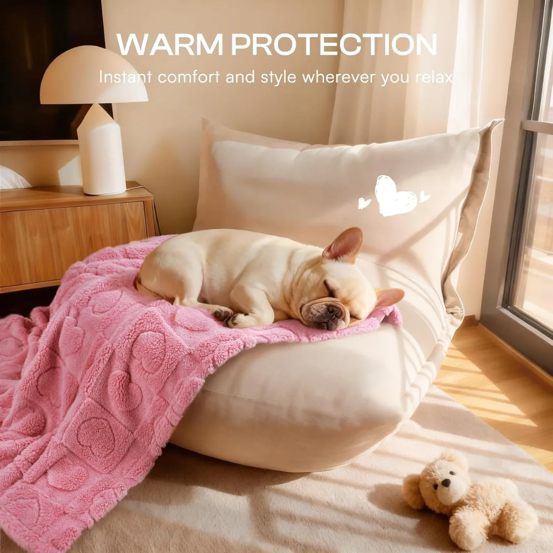 Soft Fleece Dog And Cat Blanket 300gsm Double Sided Coral Velvet Pet Throw Pink