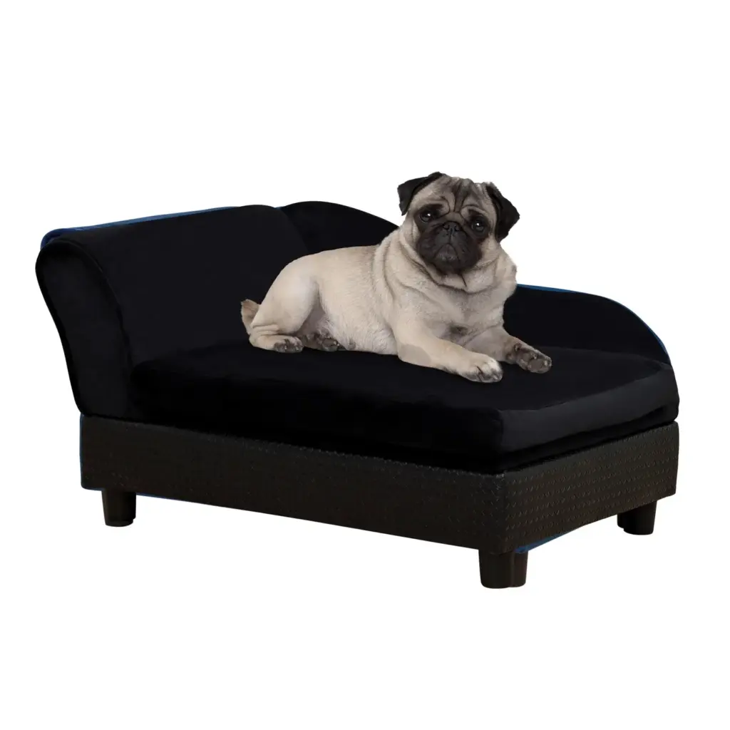 Velvet Dog Chaise Sofa With Hidden Storage Foam Cushion Couch For Small Dogs Black