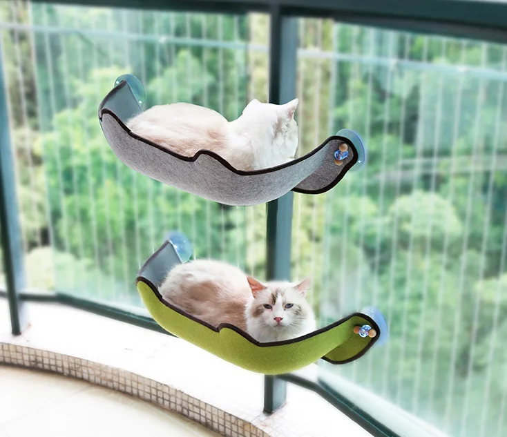 Window Sill Cat Perch With Suction Cups Reversible Felt Cat Hammock 59 X 22 Cm