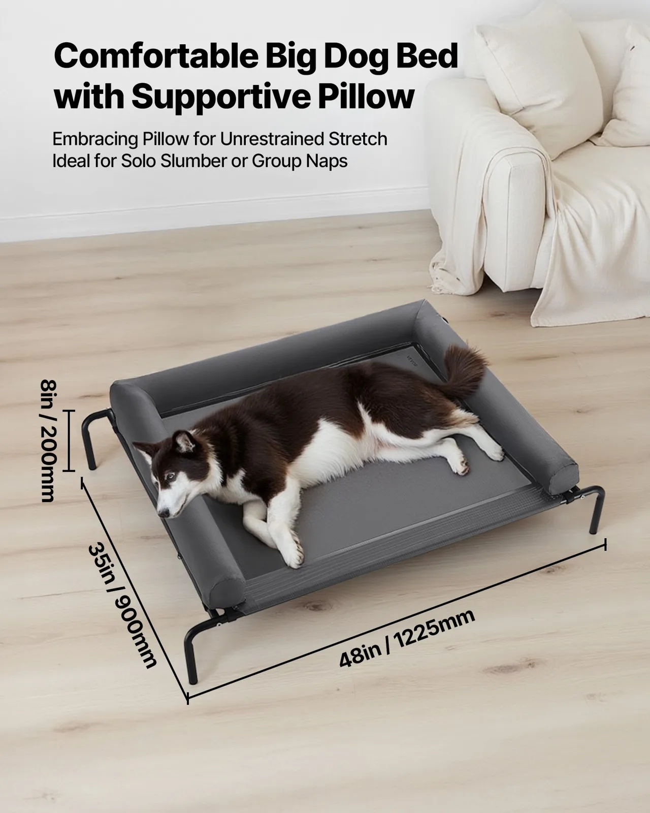 Xl Elevated Dog Bed With Pillow Bolster Raised Mesh Dog Cot For Large Dogs Up To 110 Lb